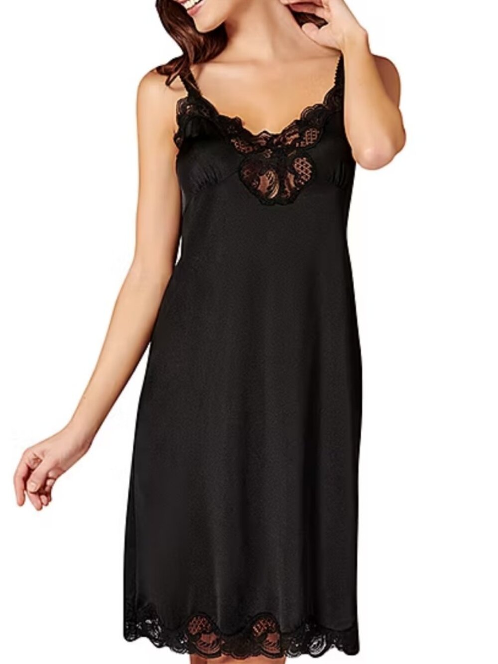 Ilusion Lace Trim Full Slip- 2012 , Black Sz 34 (Small)